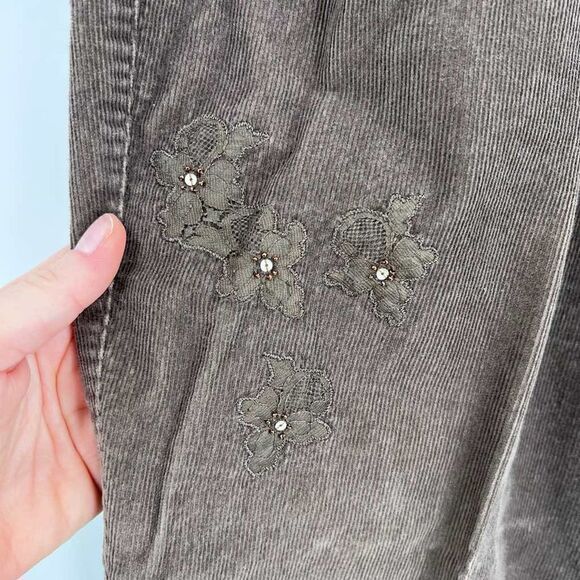 J. Jill Embellished Corduroy ankle Pants Size 16 petite Dark Brown rhinestone - Picture 8 of 10